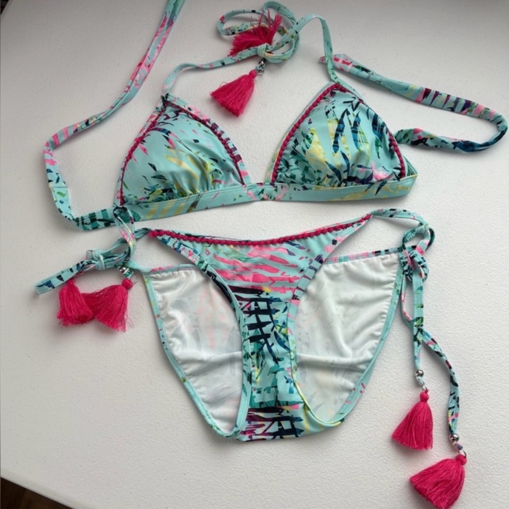 VENUS Teal and Pink Bikini Set